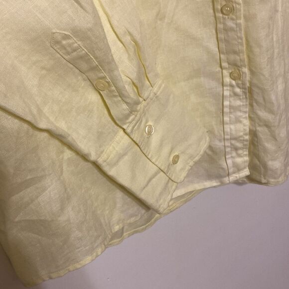 Soft Surroundings 100% Linen Long Sleeve Button Down Butter Yellow Lagenlook - Picture 4 of 11